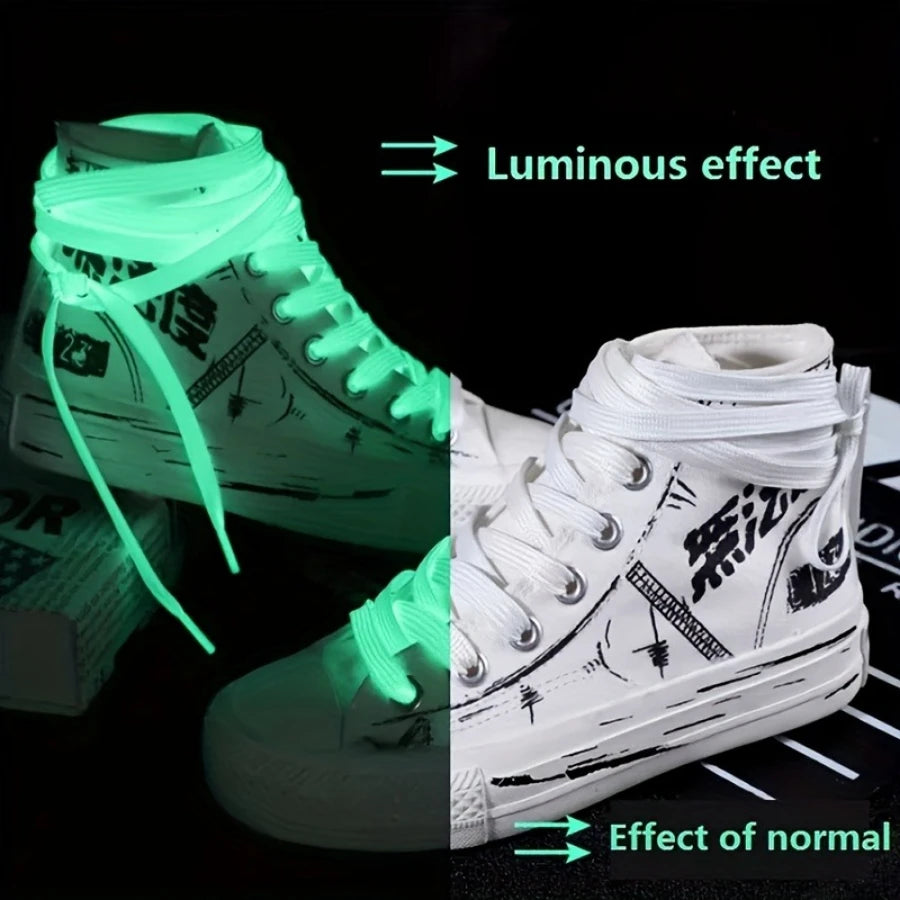 3 Pairs of Green/white Luminous Shoelaces