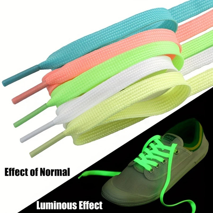 3 Pairs of Green/white Luminous Shoelaces