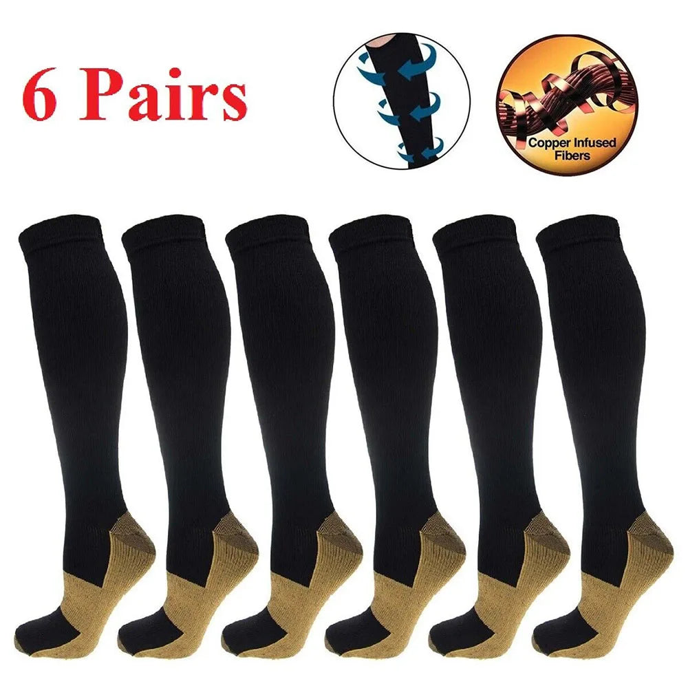 6 Pair Copper Compression Socks Women