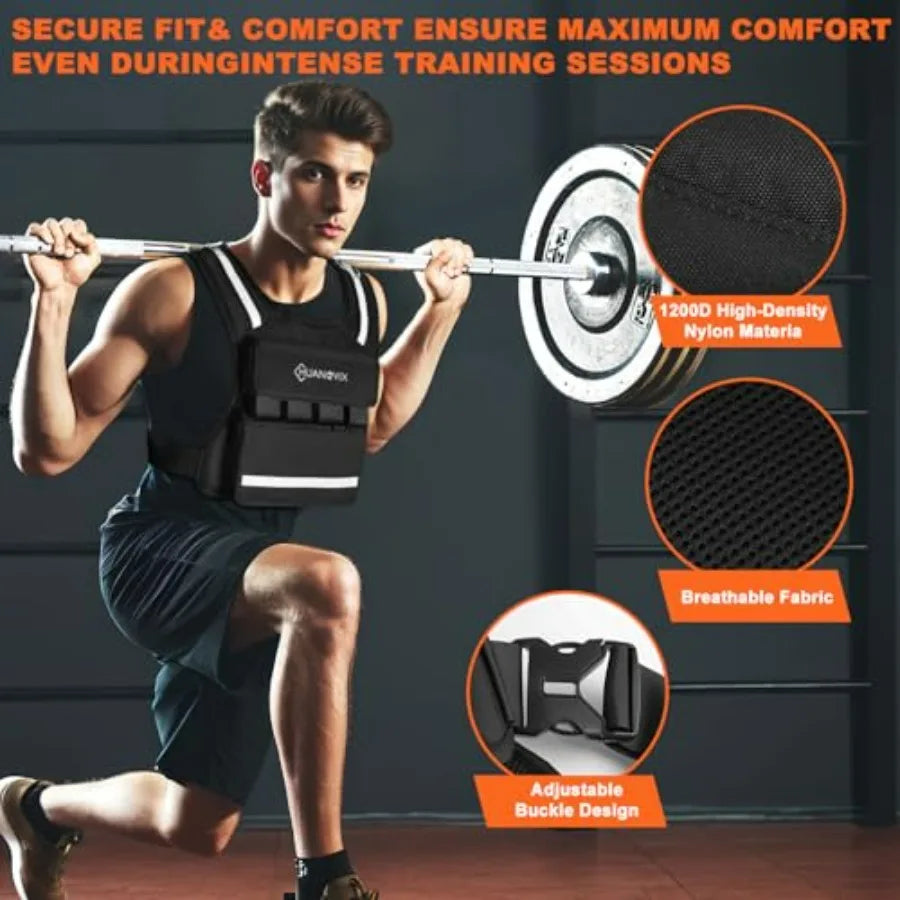 Adjustable Weight Vest With Reflective Stripe, 0-40lbs