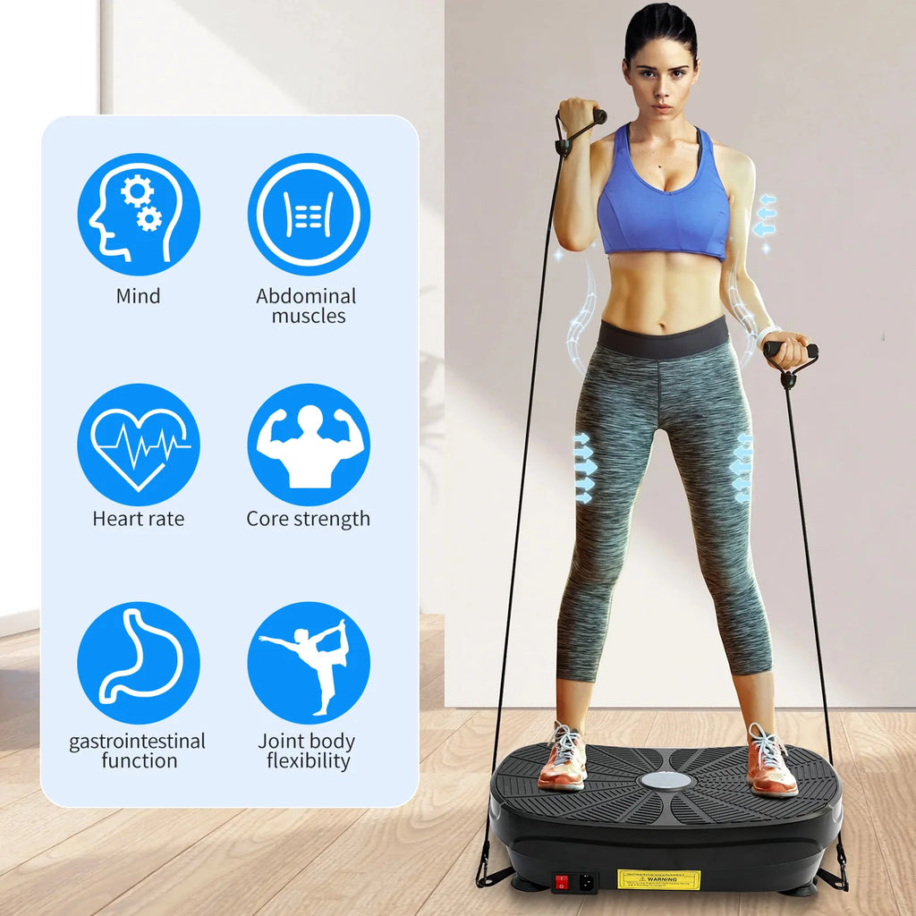 Vibration Plate Exercise Machine With Resistance Bands