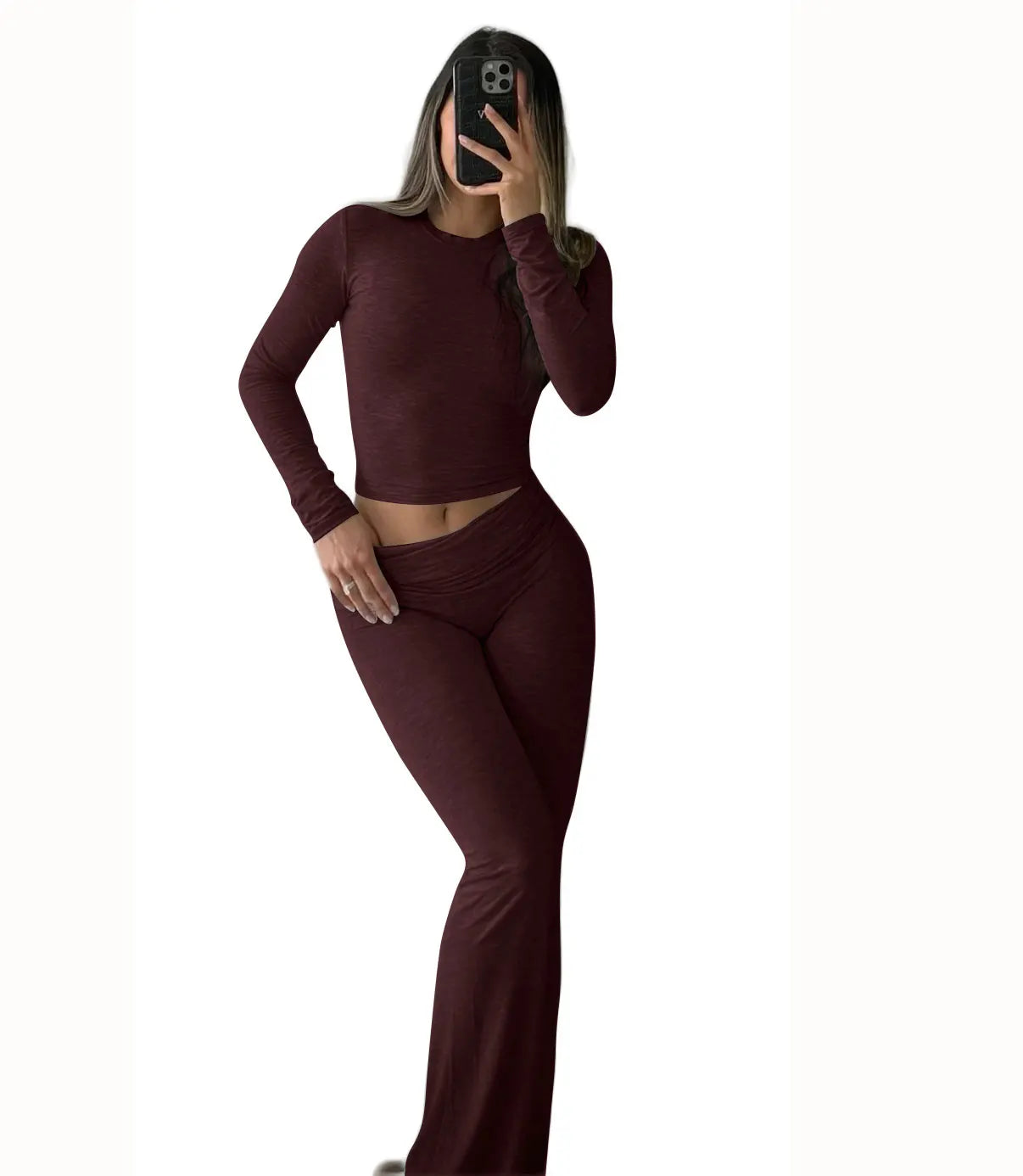 Women's Yoga Two-Piece Set Long-Sleeve Wide-Leg