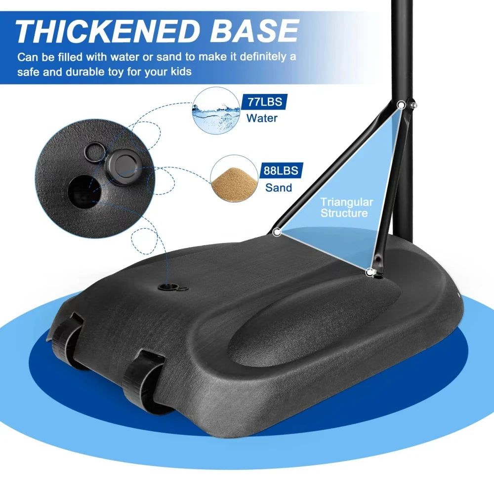 Portable Basketball Hoop System; Height Adjustable 7.5ft - 9.5ft