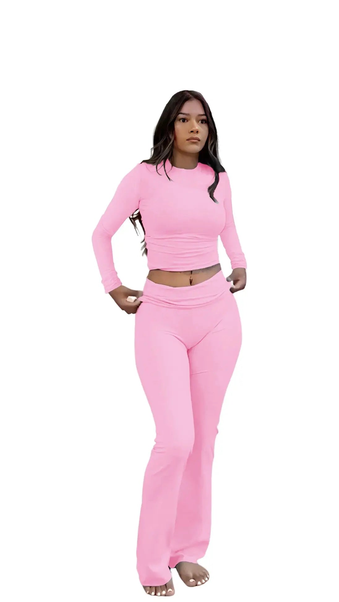 Women's Yoga Two-Piece Set Long-Sleeve Wide-Leg