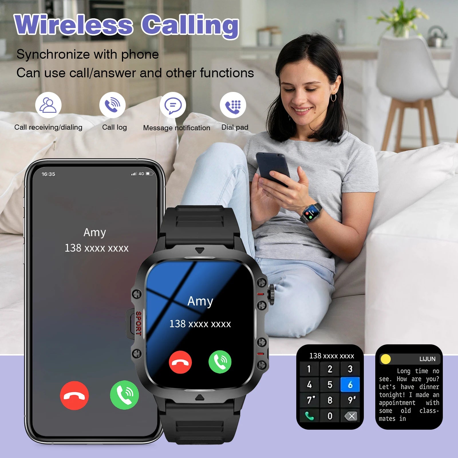 Smart watch, Bluetooth call, iPhone/Android phone