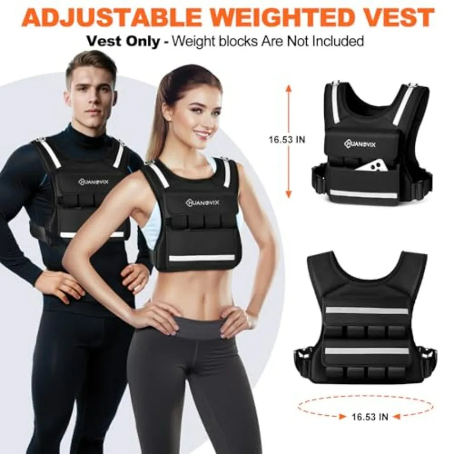 Adjustable Weight Vest With Reflective Stripe, 0-40lbs