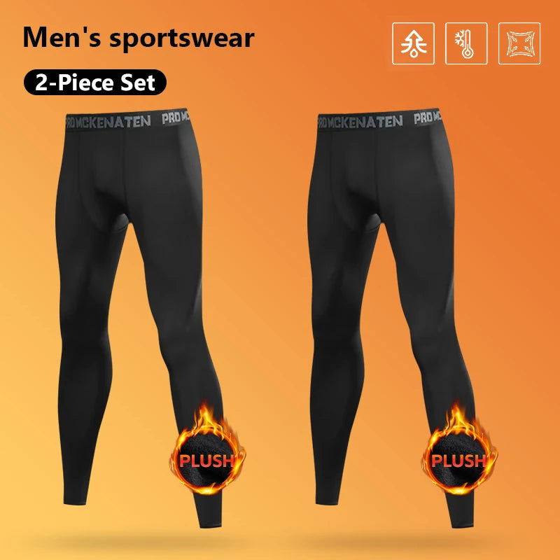 2 Pairs Men's Fleece Winter Thermal Pants