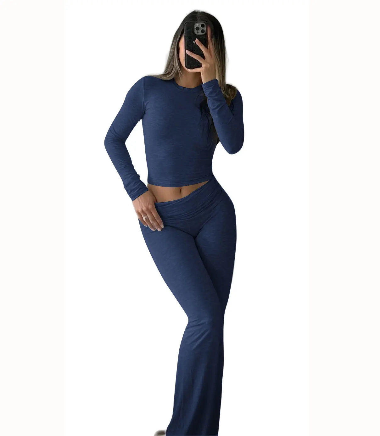 Women's Yoga Two-Piece Set Long-Sleeve Wide-Leg