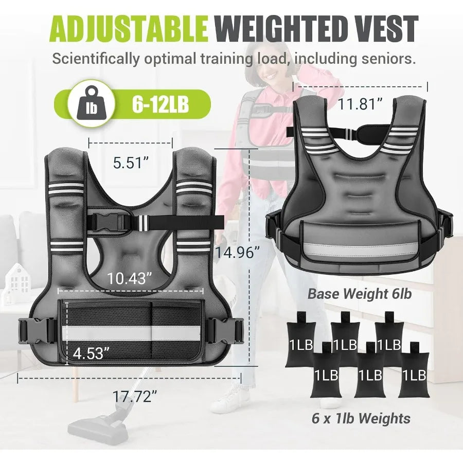 Adjustable Weighted Vest for Women, 6-12lb