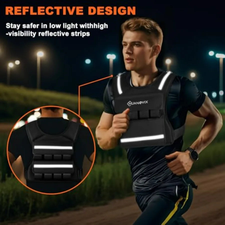 Adjustable Weight Vest With Reflective Stripe, 0-40lbs