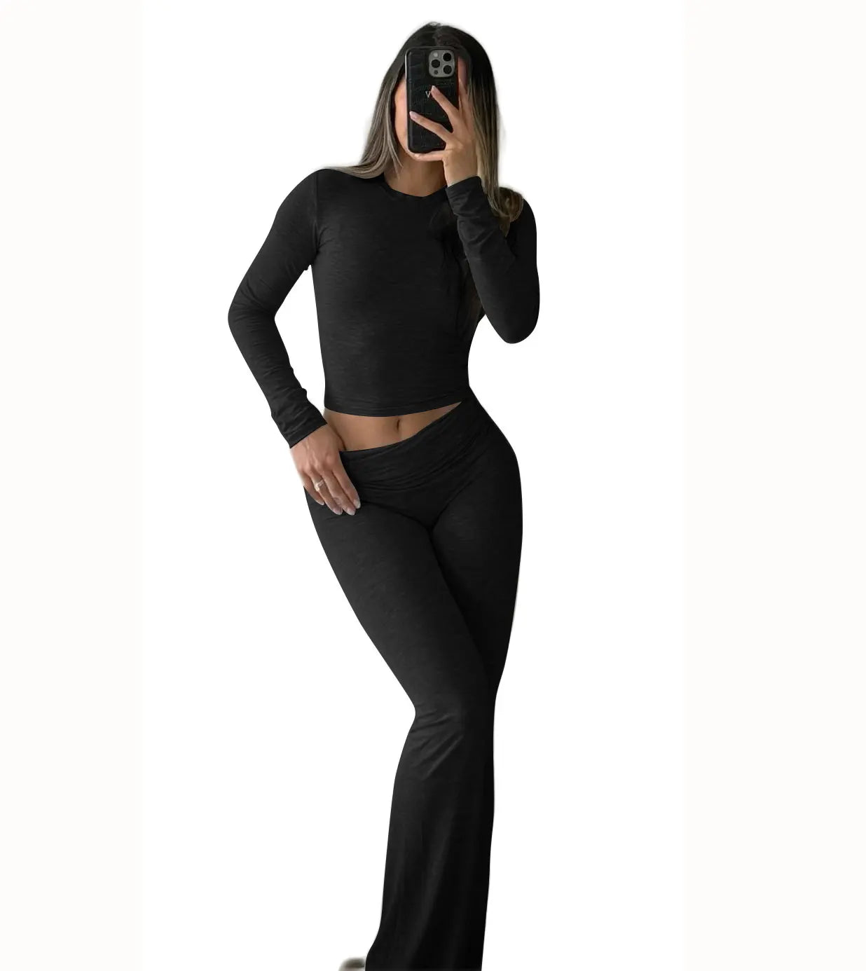 Women's Yoga Two-Piece Set Long-Sleeve Wide-Leg