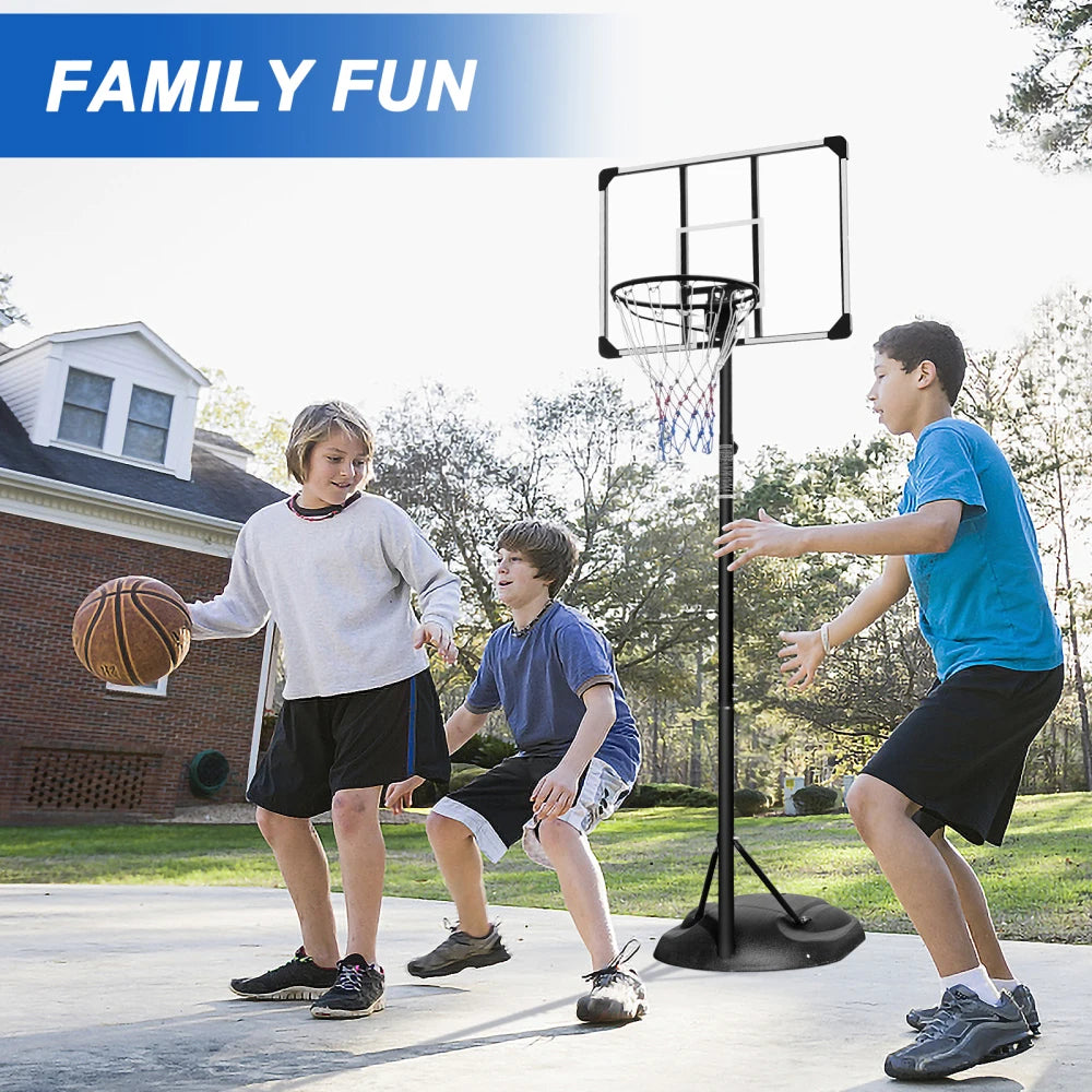 Portable Basketball Hoop System; Height Adjustable 7.5ft - 9.5ft