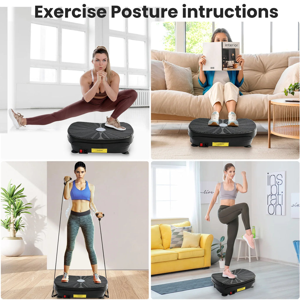 Vibration Plate Exercise Machine With Resistance Bands